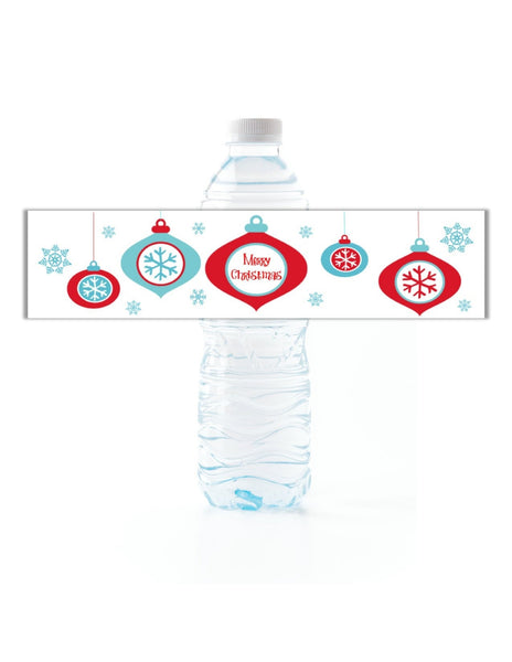 Christmas Ornament Water Bottle Labels - Cathy's Creations - www.candywrappershop.com