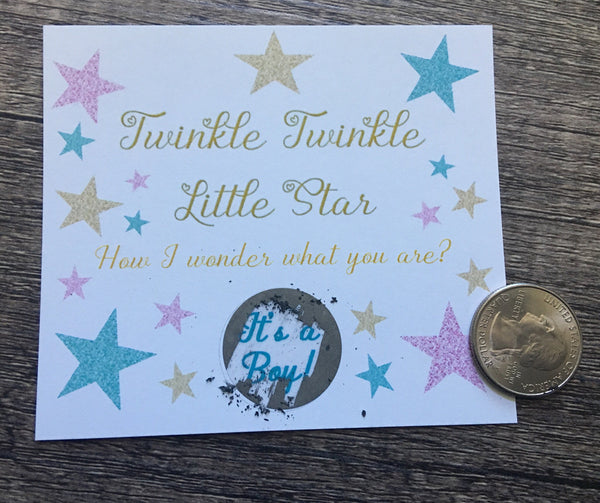 Twinkle Star Gender Reveal Scratch off Cards - Cathy's Creations - www.candywrappershop.com