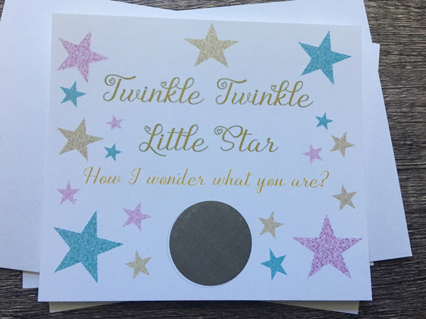 Twinkle Star Gender Reveal Scratch off Cards - Cathy's Creations - www.candywrappershop.com