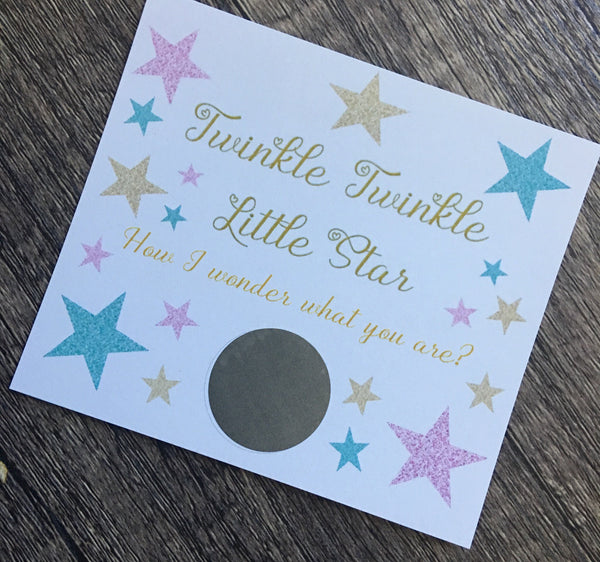 Twinkle Star Gender Reveal Scratch off Cards - Cathy's Creations - www.candywrappershop.com
