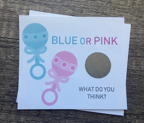 Baby Rattle Gender Reveal Scratch-Off Cards - Cathy's Creations - www.candywrappershop.com