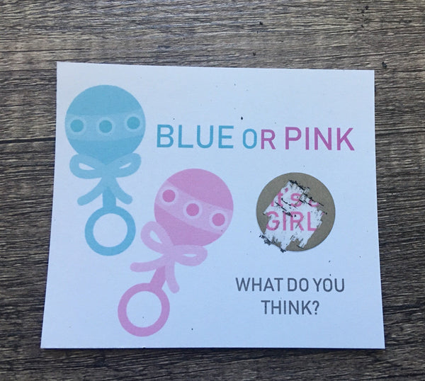 Baby Rattle Gender Reveal Scratch-Off Cards - Cathy's Creations - www.candywrappershop.com