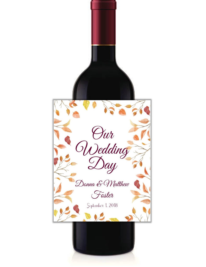 Fall Leaves Wine Bottle Labels - Cathy's Creations - www.candywrappershop.com