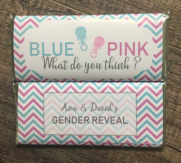 Gender Reveal Candy Bar Wrapper - Cathy's Creations - www.candywrappershop.com