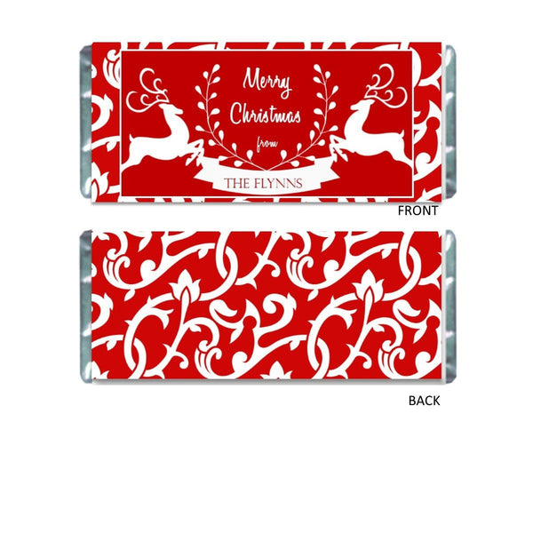 Red Reindeer Candy Bar Wrapper - Cathy's Creations - www.candywrappershop.com