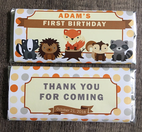 Woodland Creature Candy Bar Wrapper - Cathy's Creations - www.candywrappershop.com