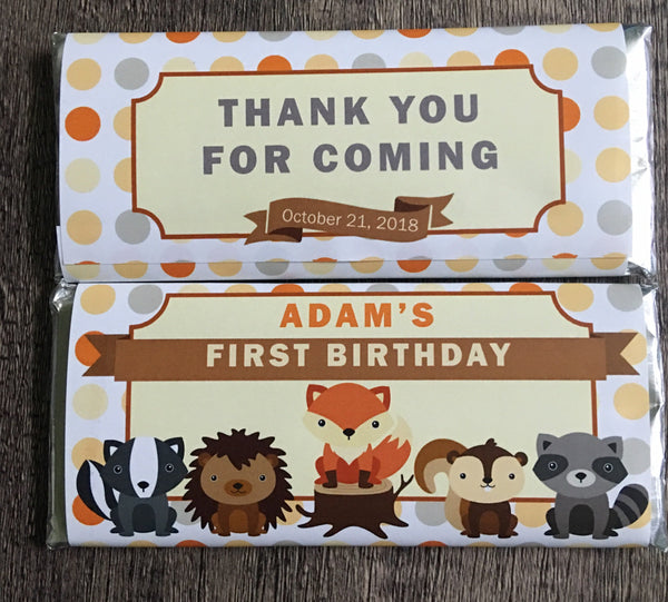 Woodland Creature Candy Bar Wrapper - Cathy's Creations - www.candywrappershop.com