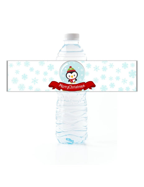 Christmas Snow Globe Water Bottle Labels - Cathy's Creations - www.candywrappershop.com