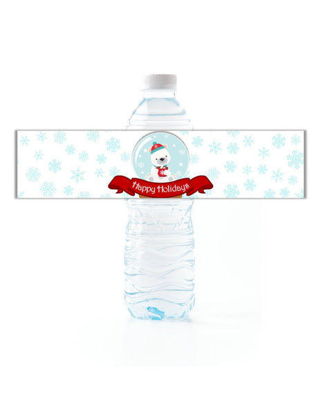 Christmas Snow Globe Water Bottle Labels - Cathy's Creations - www.candywrappershop.com