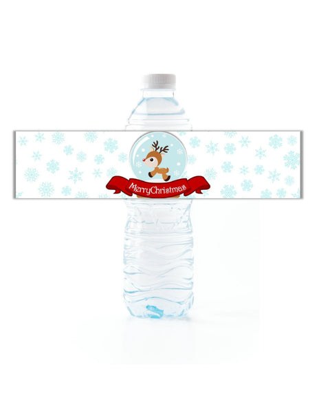 Christmas Snow Globe Water Bottle Labels - Cathy's Creations - www.candywrappershop.com