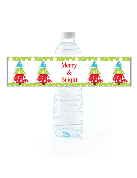 Christmas Tree Water Bottle Labels - Cathy's Creations - www.candywrappershop.com