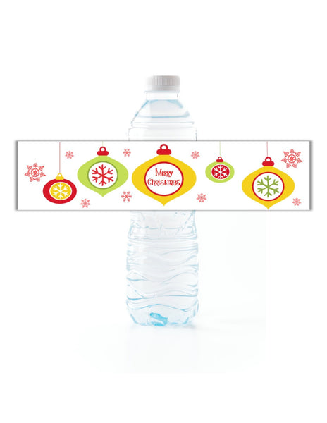 Christmas Ornament Water Bottle Labels - Cathy's Creations - www.candywrappershop.com