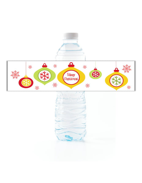 Christmas Ornament Water Bottle Labels - Cathy's Creations - www.candywrappershop.com