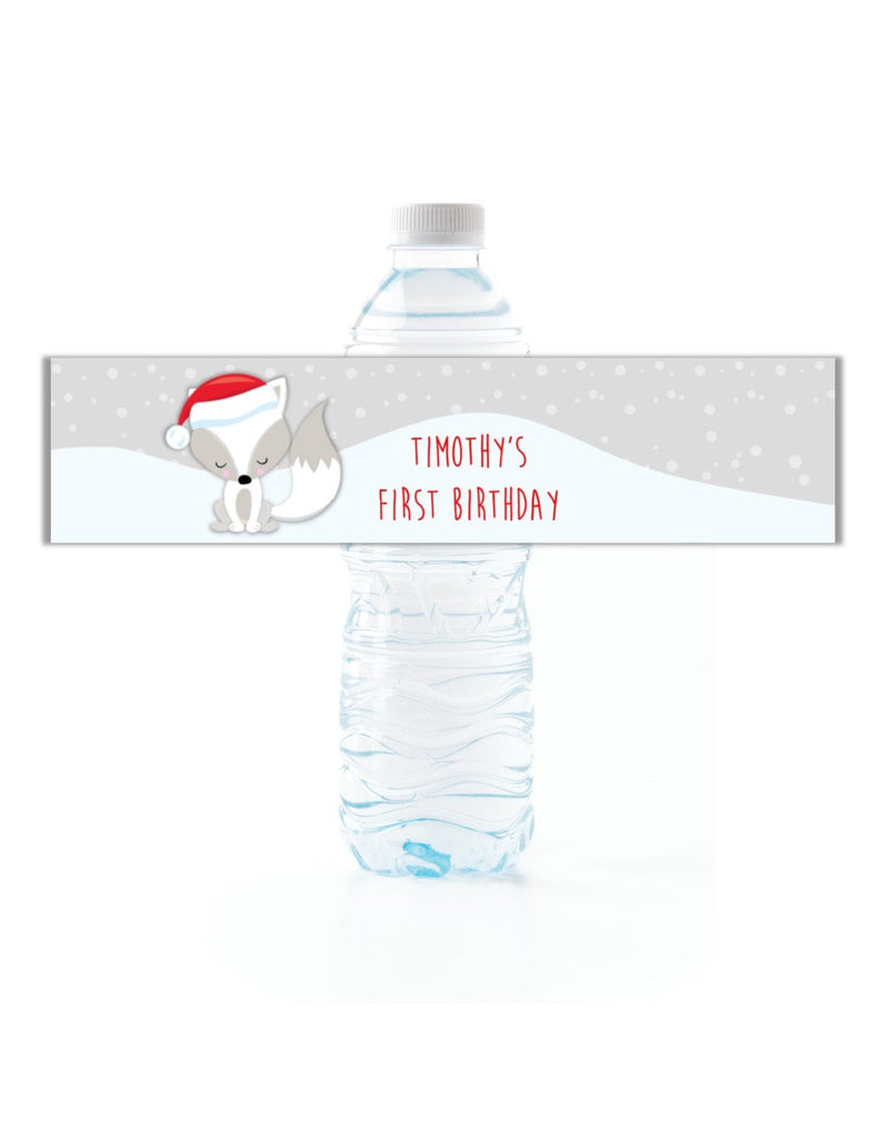 Winter Fox Water Bottle Labels - Cathy's Creations - www.candywrappershop.com