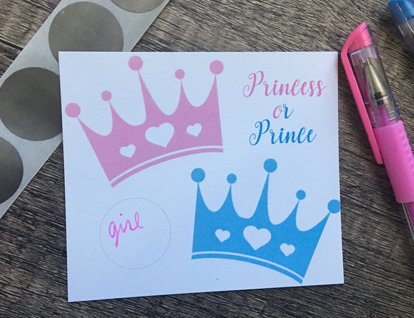 Royal Baby Gender Reveal Scratch off Cards - Cathy's Creations - www.candywrappershop.com