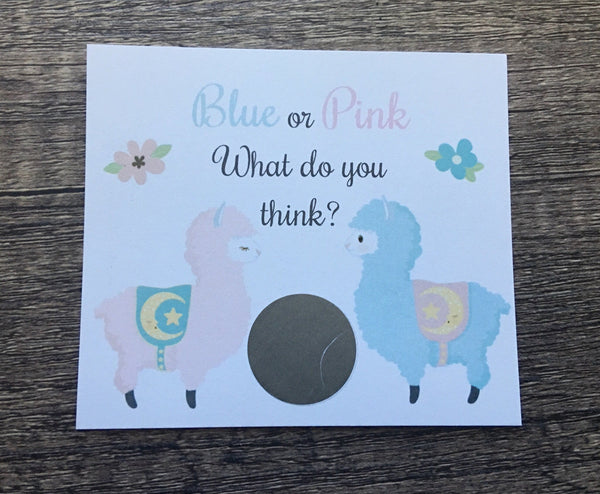 Llama Gender Reveal Scratch off Cards - Cathy's Creations - www.candywrappershop.com