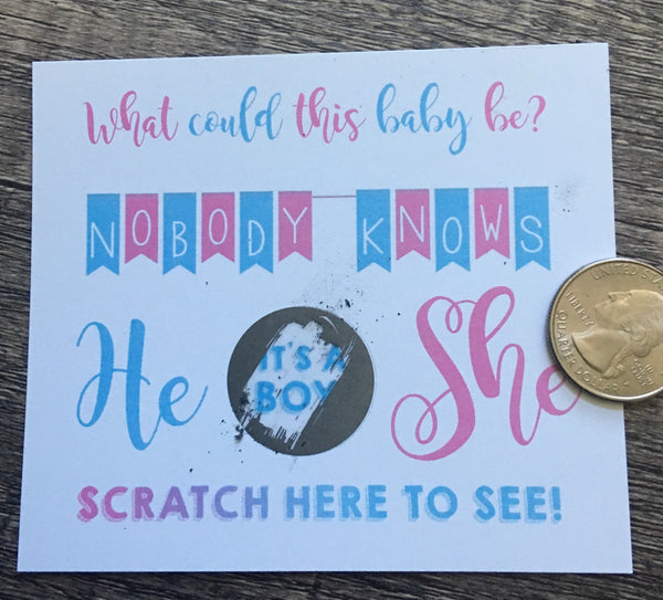 Gender Reveal Scratch off Cards - Cathy's Creations - www.candywrappershop.com