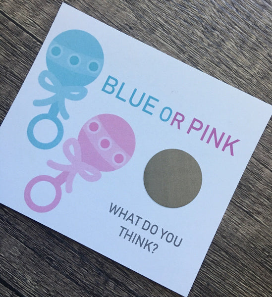 Baby Rattle Gender Reveal Scratch-Off Cards - Cathy's Creations - www.candywrappershop.com