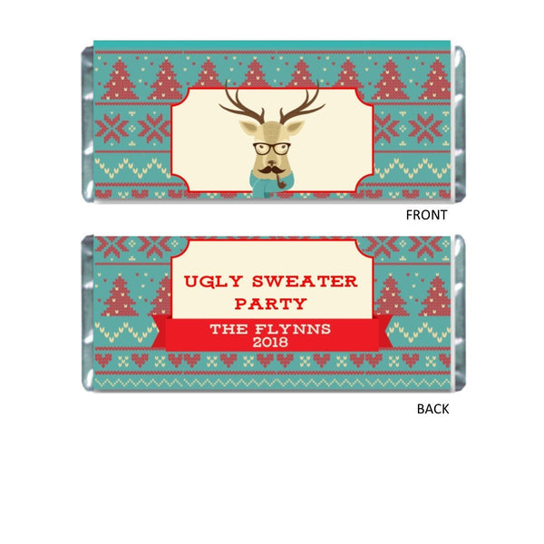 Hipster Reindeer Christmas Candy Bar Wrapper - Cathy's Creations - www.candywrappershop.com