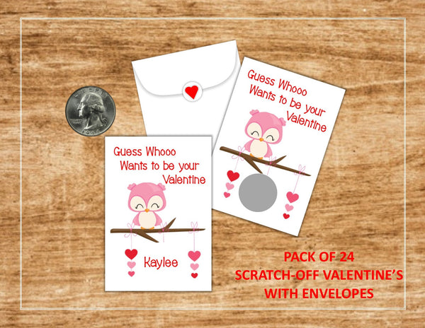 Owl Valentine's Day Scratch Off Cards - Cathy's Creations - www.candywrappershop.com