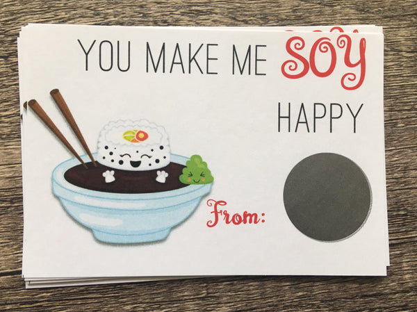 Sushi Valentine's Day Scratch Off Cards - Cathy's Creations - www.candywrappershop.com