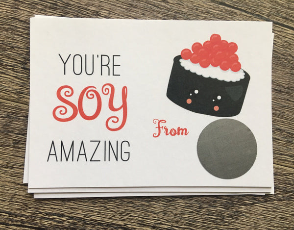 Sushi Valentine's Day Scratch Off Cards - Cathy's Creations - www.candywrappershop.com