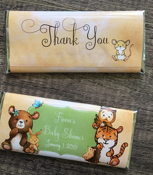 Woodland Baby Animal Candy Bar Wrapper - Cathy's Creations - www.candywrappershop.com