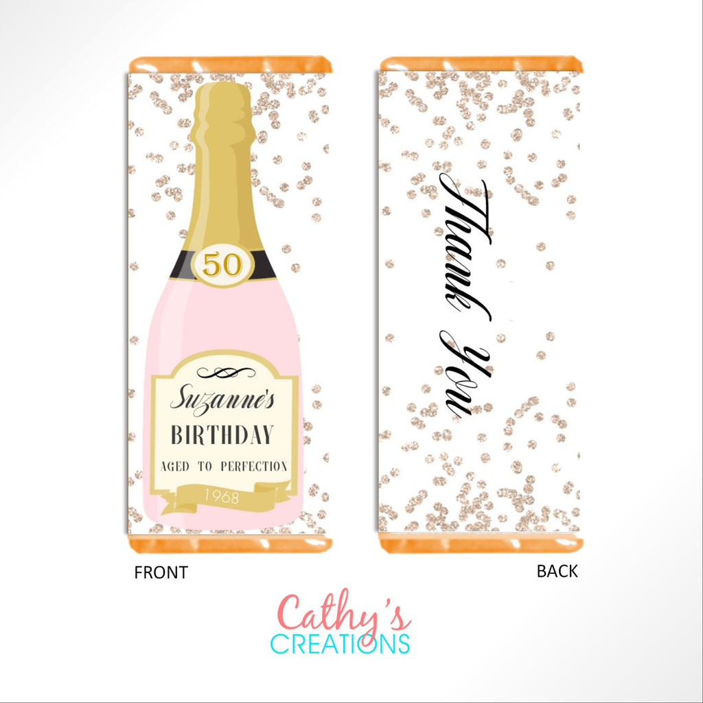 Champagne Bottle Candy Bar Wrapper - Cathy's Creations - www.candywrappershop.com