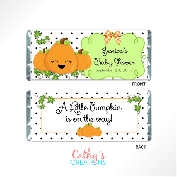 Pumpkin Baby Candy Bar Wrapper - Cathy's Creations - www.candywrappershop.com