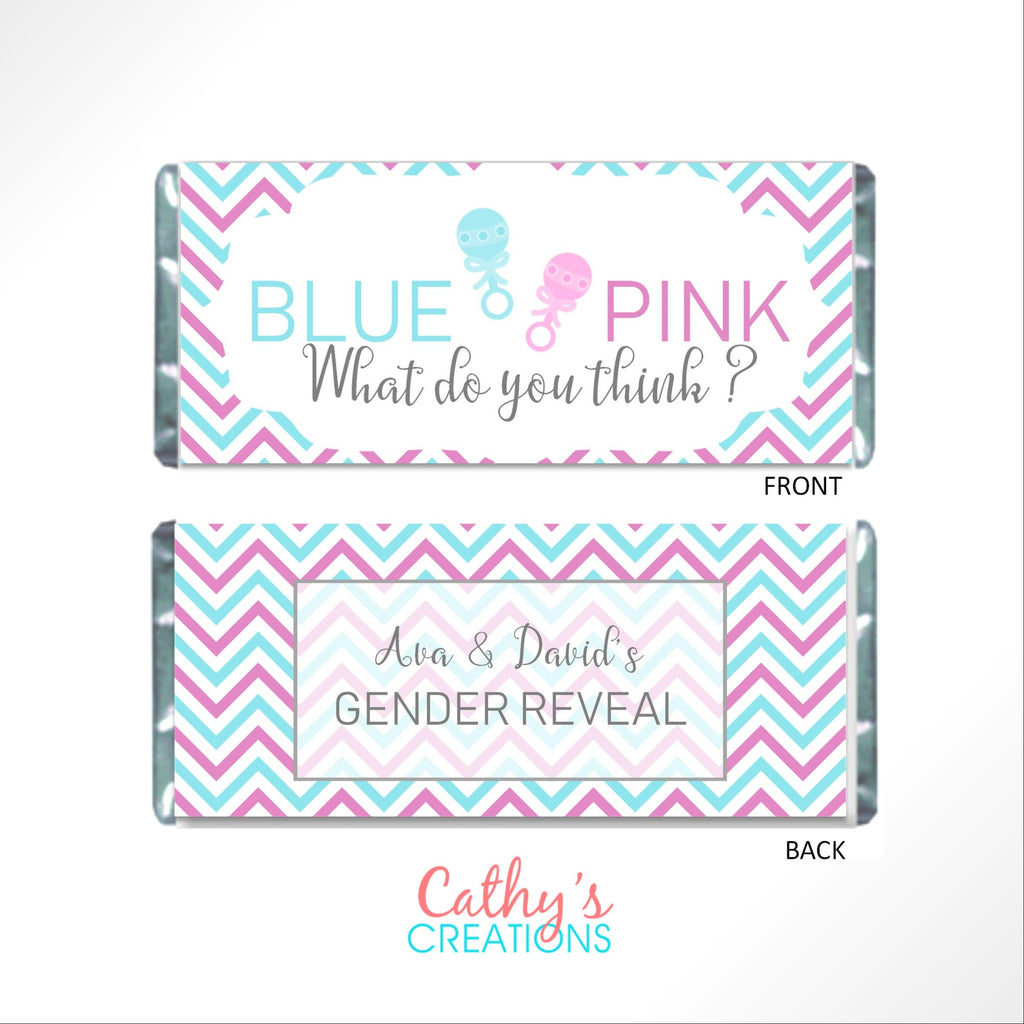 Gender Reveal Candy Bar Wrapper - Cathy's Creations - www.candywrappershop.com
