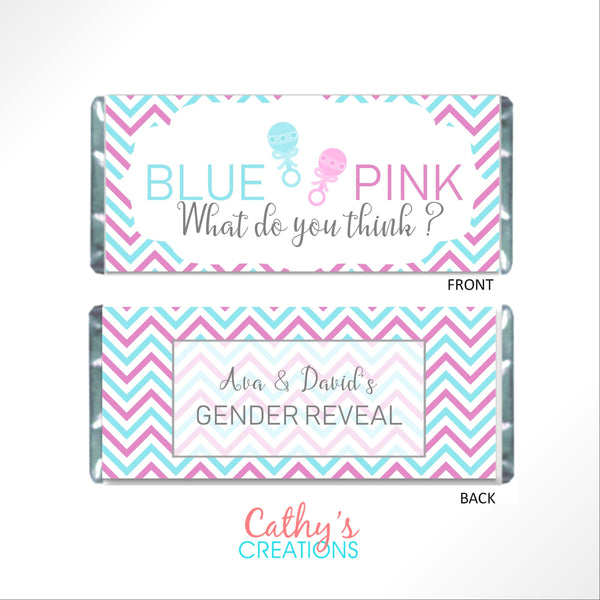 Gender Reveal Candy Bar Wrapper - Cathy's Creations - www.candywrappershop.com