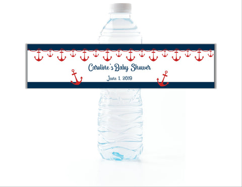 Nautical Anchor Water Bottle Labels - Cathy's Creations - www.candywrappershop.com