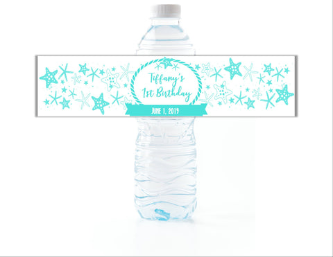Starfish Water Bottle Labels - Cathy's Creations - www.candywrappershop.com