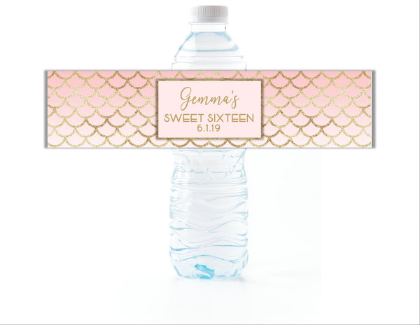 Mermaid Scales Water Bottle Labels - Cathy's Creations - www.candywrappershop.com