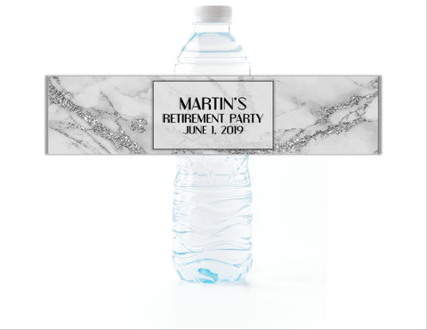 Silver Marble Water Bottle Labels - Cathy's Creations - www.candywrappershop.com