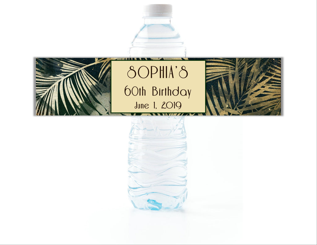 Tropical Palms Water Bottle Labels - Cathy's Creations - www.candywrappershop.com