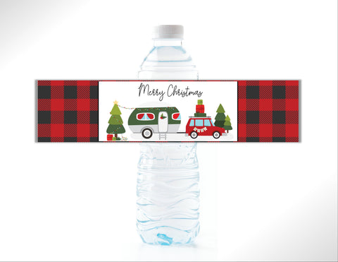 Christmas Camper Water Bottle Labels - Cathy's Creations - www.candywrappershop.com
