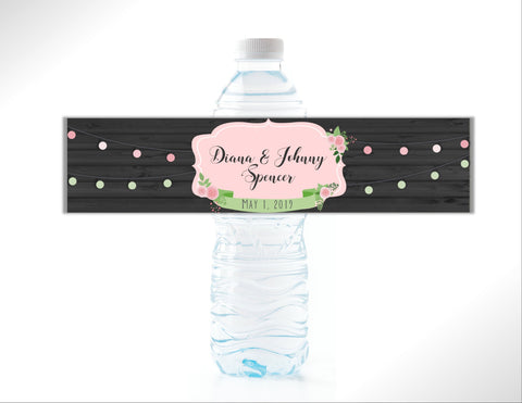 Rustic Lights Water Bottle Labels - Cathy's Creations - www.candywrappershop.com