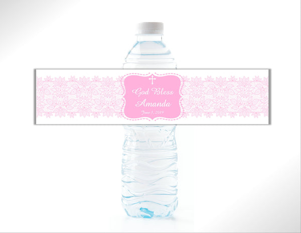 Religious Lace Water Bottle Labels - Cathy's Creations - www.candywrappershop.com