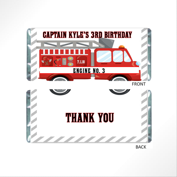 Firetruck Candy Bar Wrapper - Cathy's Creations - www.candywrappershop.com