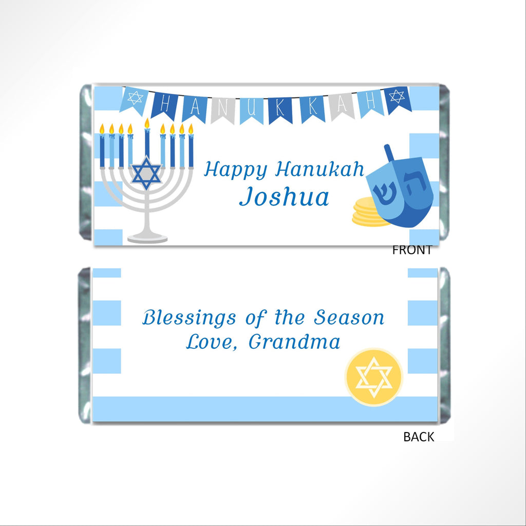 Hanukkah Banner Candy Bar Wrapper - Cathy's Creations - www.candywrappershop.com