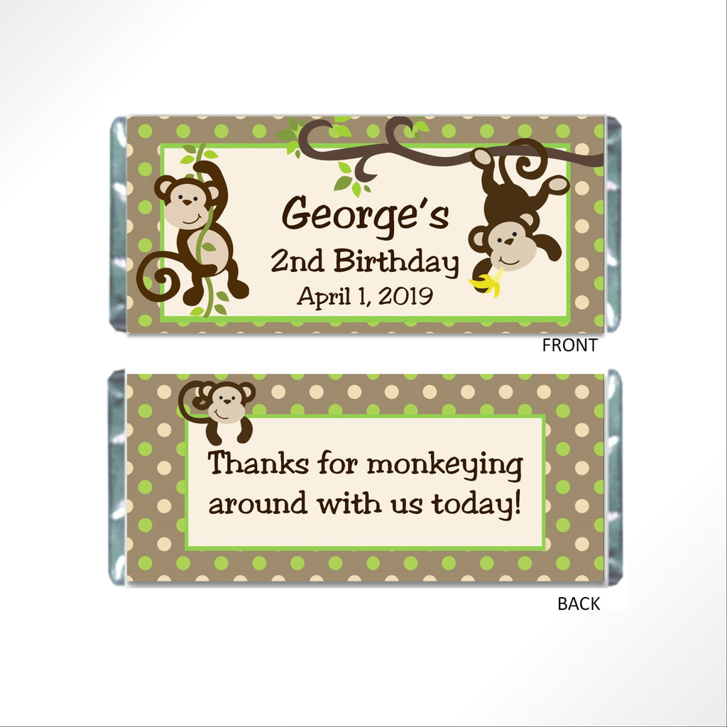 Monkey Candy Bar Wrapper - Cathy's Creations - www.candywrappershop.com