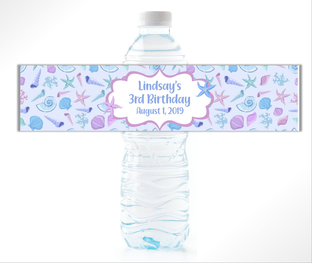 Seashell Water Bottle Labels - Cathy's Creations - www.candywrappershop.com