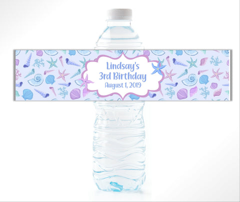 Seashell Water Bottle Labels - Cathy's Creations - www.candywrappershop.com