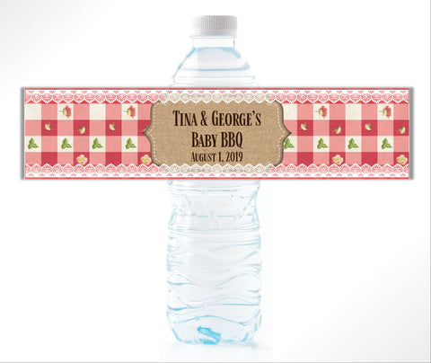 Rustic Country Plaid Water Bottle Labels - Cathy's Creations - www.candywrappershop.com