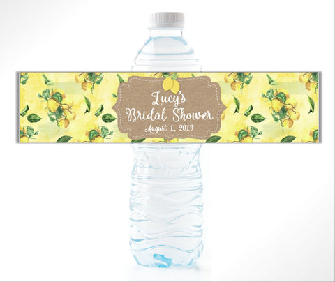 Lemon Themed Water Bottle Labels - Cathy's Creations - www.candywrappershop.com