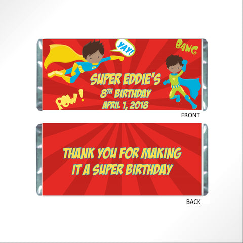 Super Hero Boy Candy Bar Wrapper - Cathy's Creations - www.candywrappershop.com