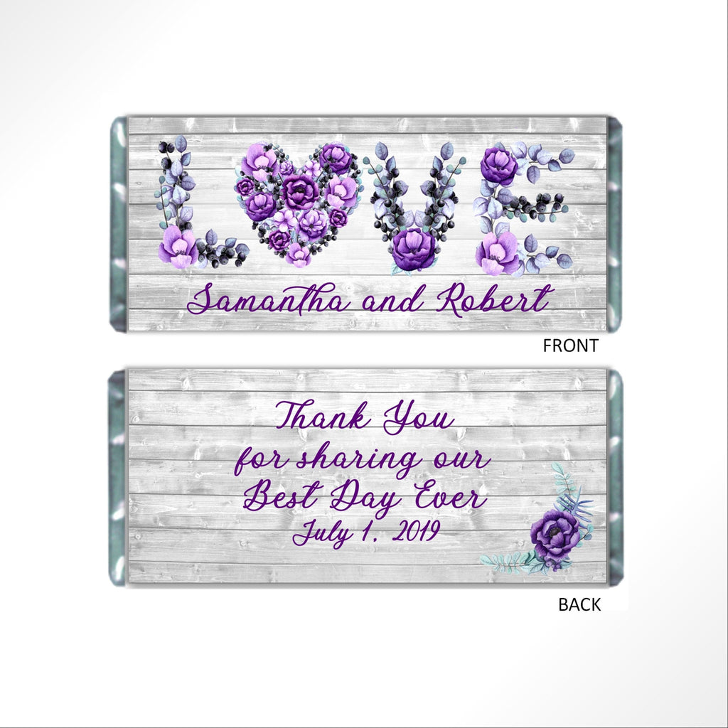 Rustic Floral Love Candy Bar Wrapper - Cathy's Creations - www.candywrappershop.com