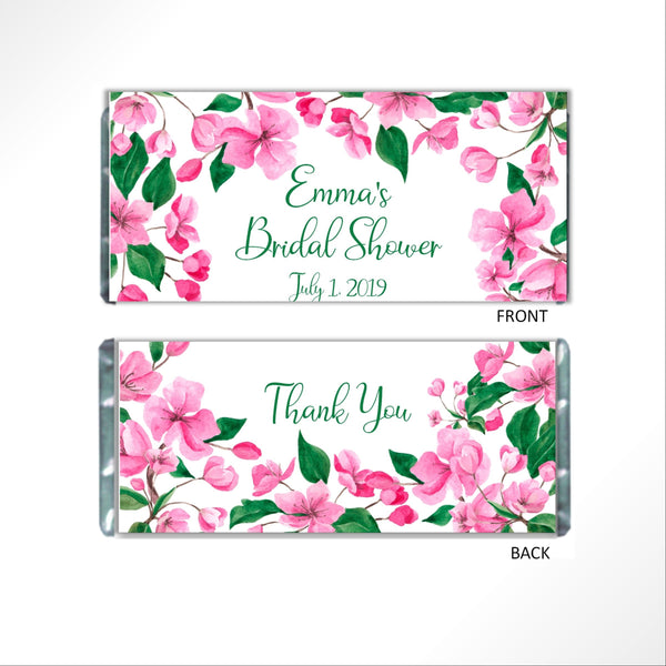 Pink Floral Candy Bar Wrapper - Cathy's Creations - www.candywrappershop.com
