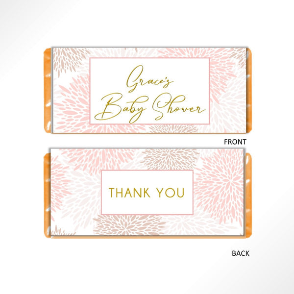 Pink and Gold Floral Candy Bar Wrapper - Cathy's Creations - www.candywrappershop.com